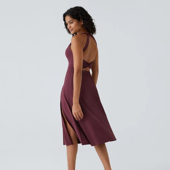 NWT Halara Backless Cut Out Twisted Midi Dress in Fig | Size 2X - Picture 2 of 9